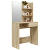 makeupbord med spejl 74,5x40x141 cm sonoma-eg