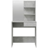 makeupbord med spejl 74,5x40x141 cm betongrå