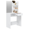 makeupbord med spejl 74,5x40x141 cm hvid højglans