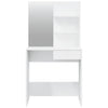 makeupbord med spejl 74,5x40x141 cm hvid højglans
