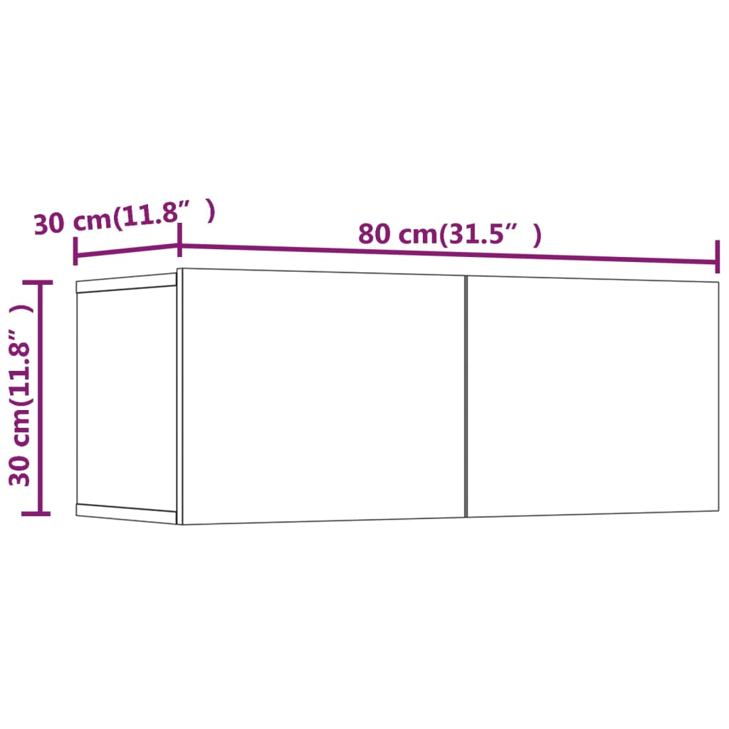 tv-skabe 2 stk. 80x30x30 cm konstrueret træ hvid