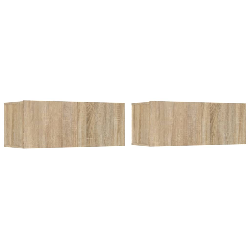 tv-skabe 2 stk. 80x30x30 cm konstrueret træ sonoma-eg