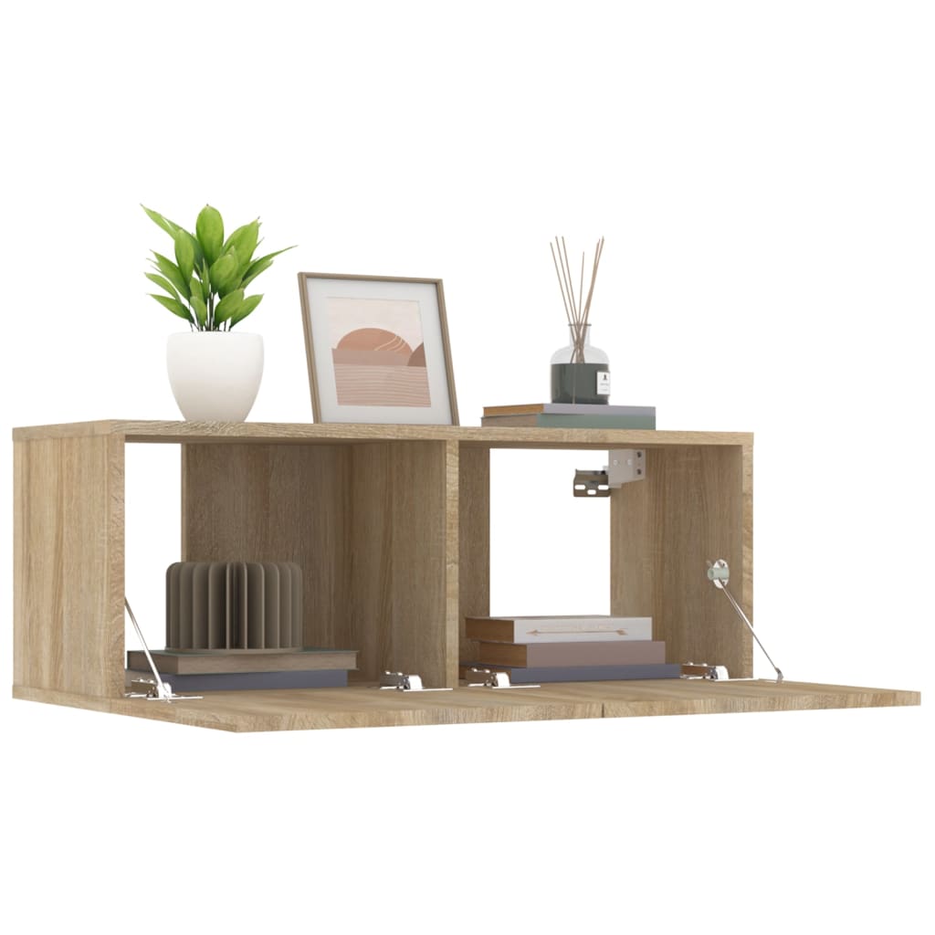 tv-skabe 2 stk. 80x30x30 cm konstrueret træ sonoma-eg