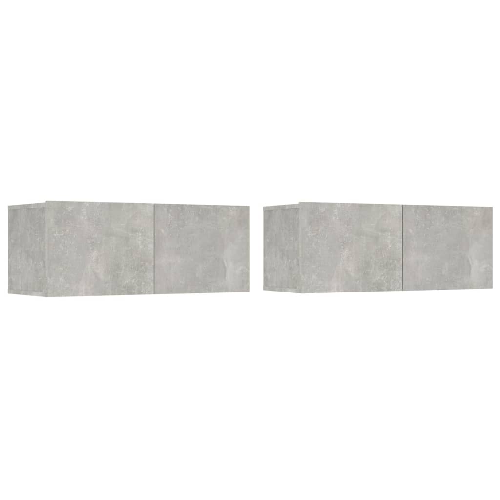 tv-skabe 2 stk. 80x30x30 cm konstrueret træ betongrå