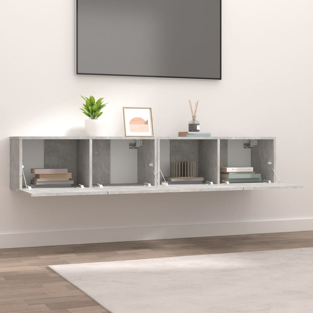 tv-skabe 2 stk. 80x30x30 cm konstrueret træ betongrå