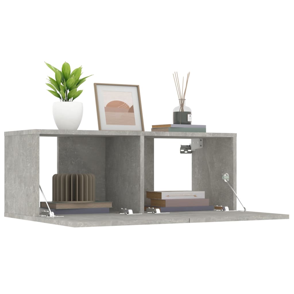 tv-skabe 2 stk. 80x30x30 cm konstrueret træ betongrå