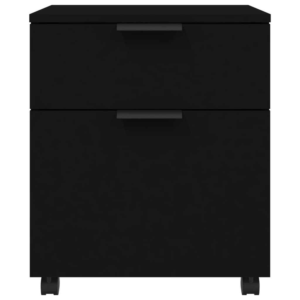 arkivskab med hjul 45x38x54 cm konstrueret træ sort