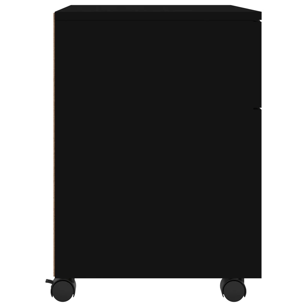 arkivskab med hjul 45x38x54 cm konstrueret træ sort