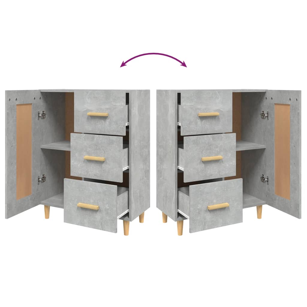 skænk 69,5x34x90 cm konstrueret træ betongrå