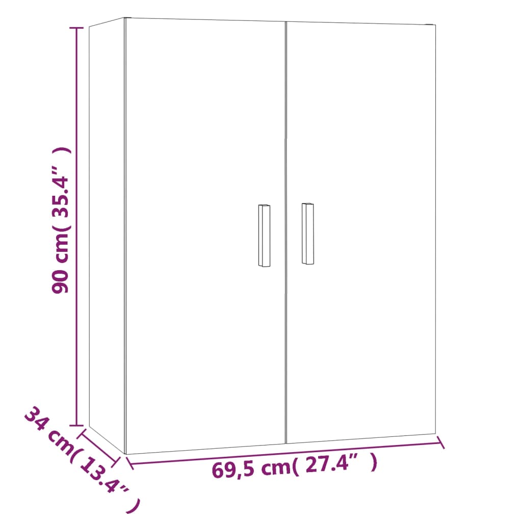vægskab 69,5x34x90 cm betongrå