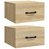 væghængte sengeborde 2 stk. 35x35x20 cm sonoma-eg