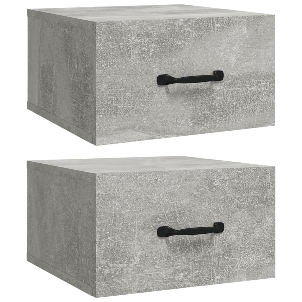 væghængte sengeborde 2 stk. 35x35x20 cm betongrå