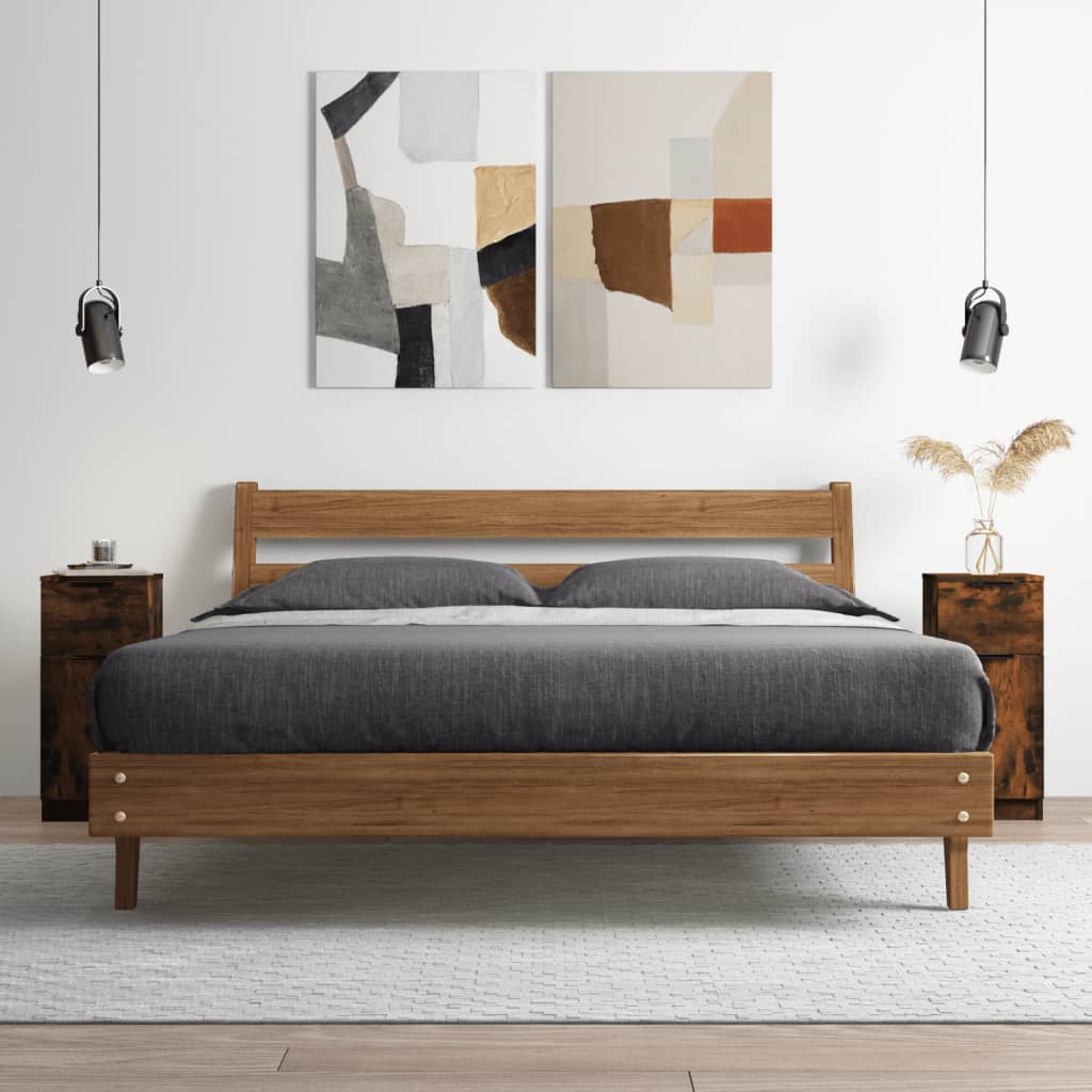 skænk 30x30x70 cm konstrueret træ røget egetræsfarve