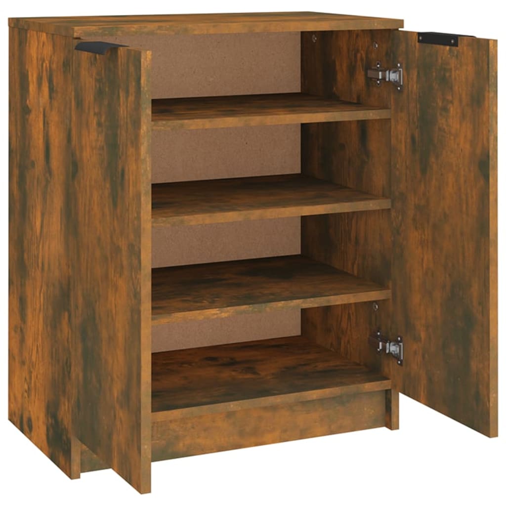 skoskab 59x35x70 cm konstrueret træ røget egetræsfarve