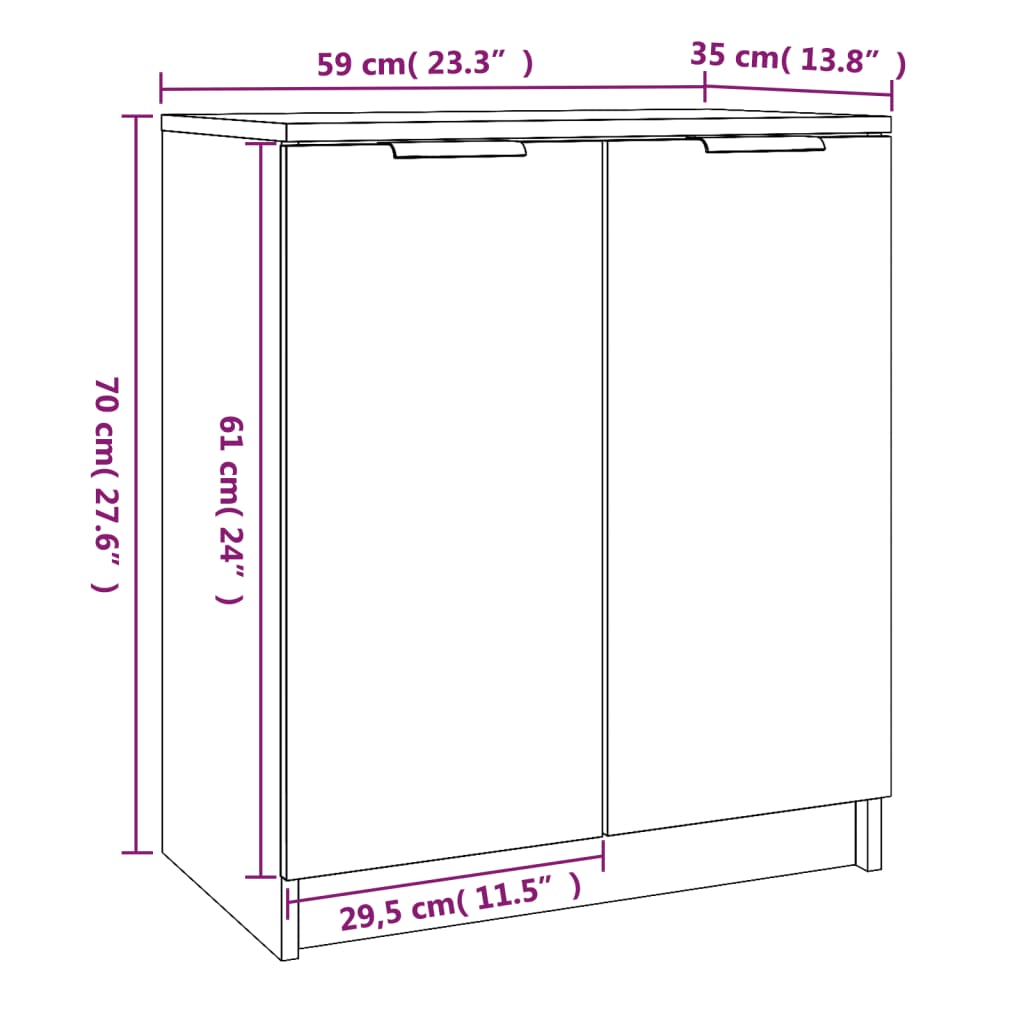 skoskab 59x35x70 cm konstrueret træ røget egetræsfarve