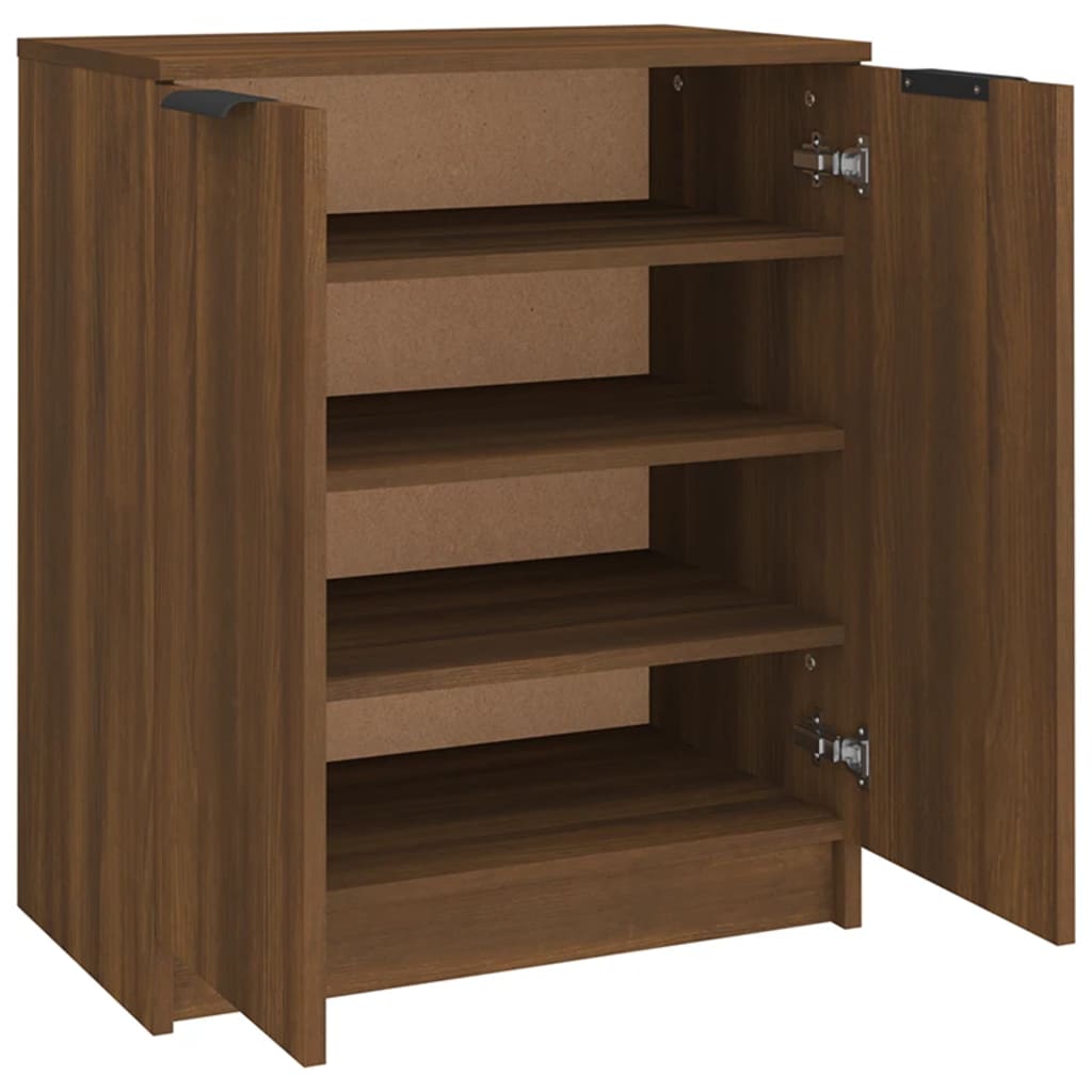 skoskab 59x35x70 cm konstrueret træ brun egetræsfarve