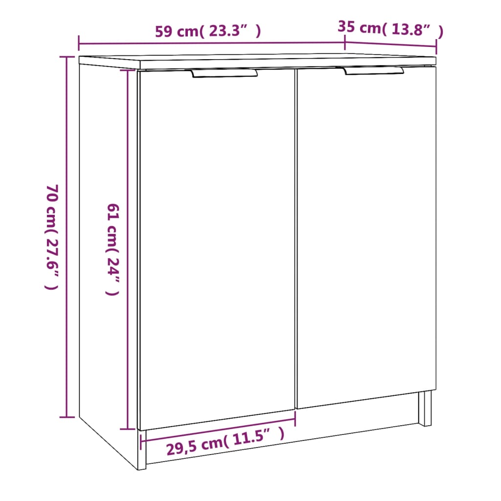 skoskab 59x35x70 cm konstrueret træ brun egetræsfarve