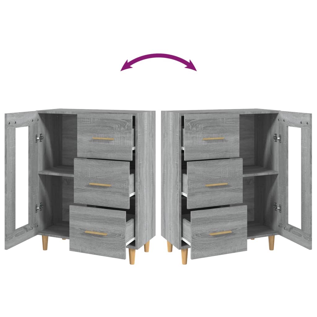 skænk 69,5x34x90 cm konstrueret træ grå sonoma-eg