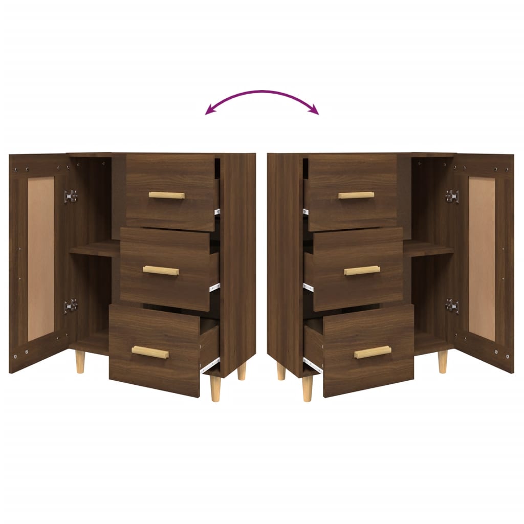 skænk 69,5x34x90 cm konstrueret træ brun egetræsfarve