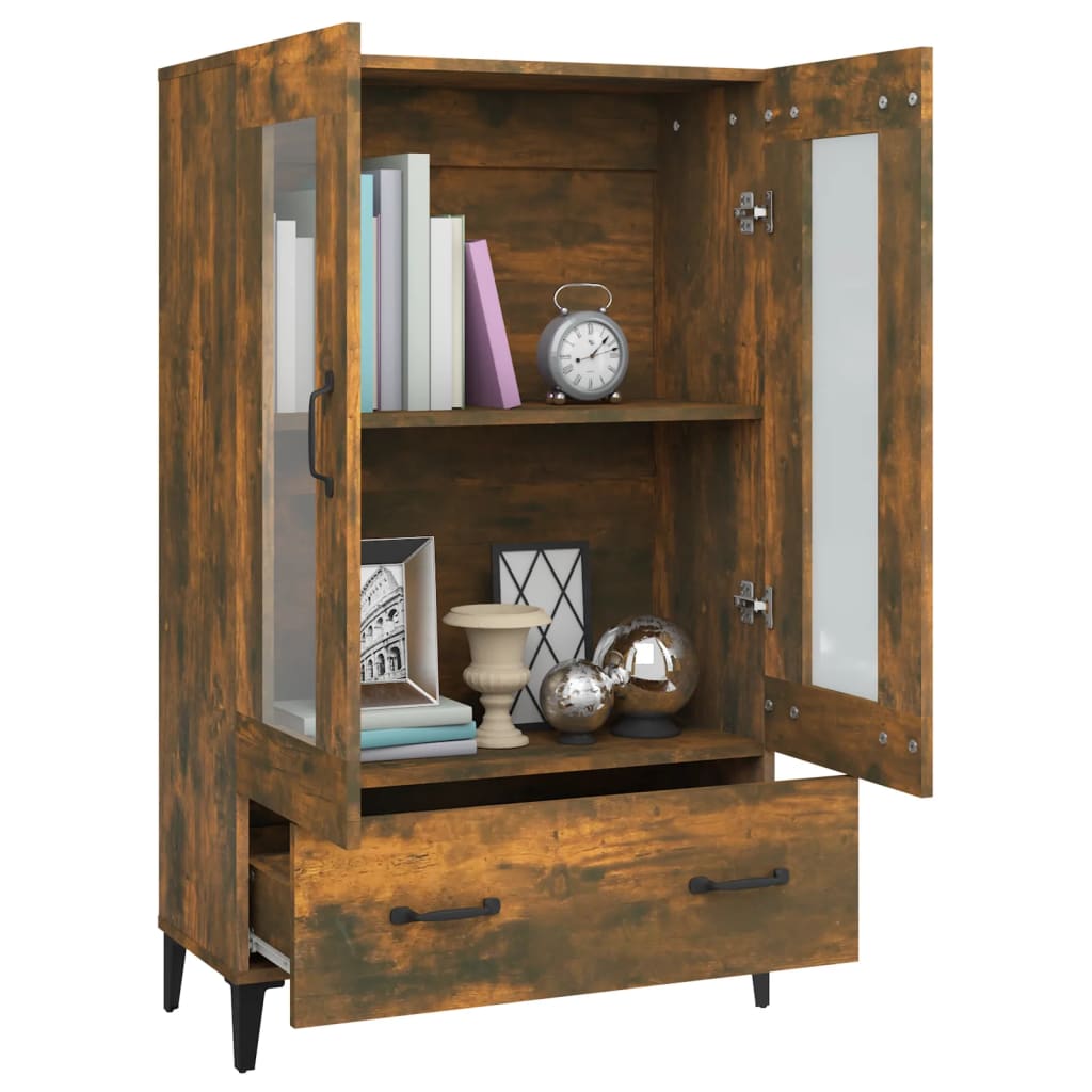 skab 70x31x115 cm konstrueret træ røget egetræsfarve