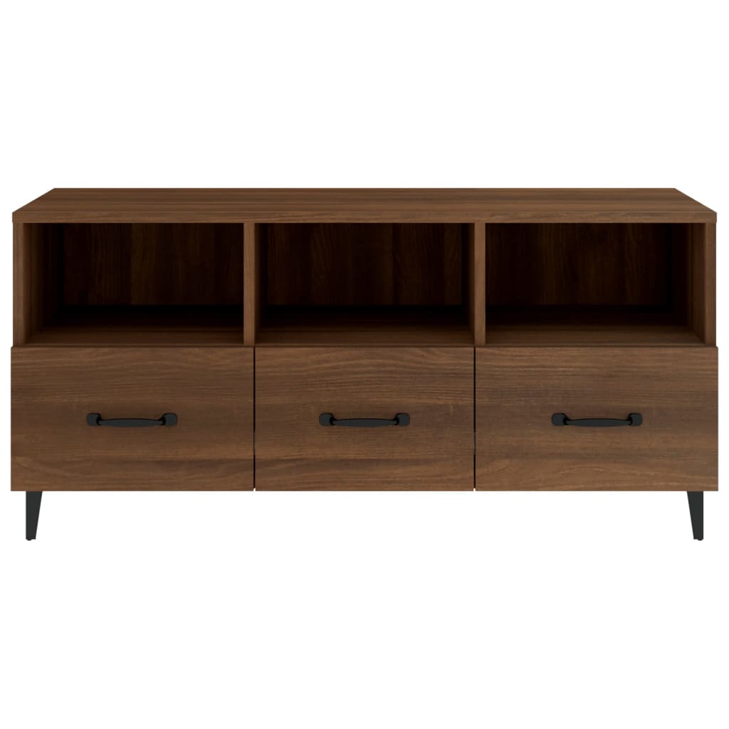 tv-bord 102x35x50 cm konstrueret træ brun egetræsfarve