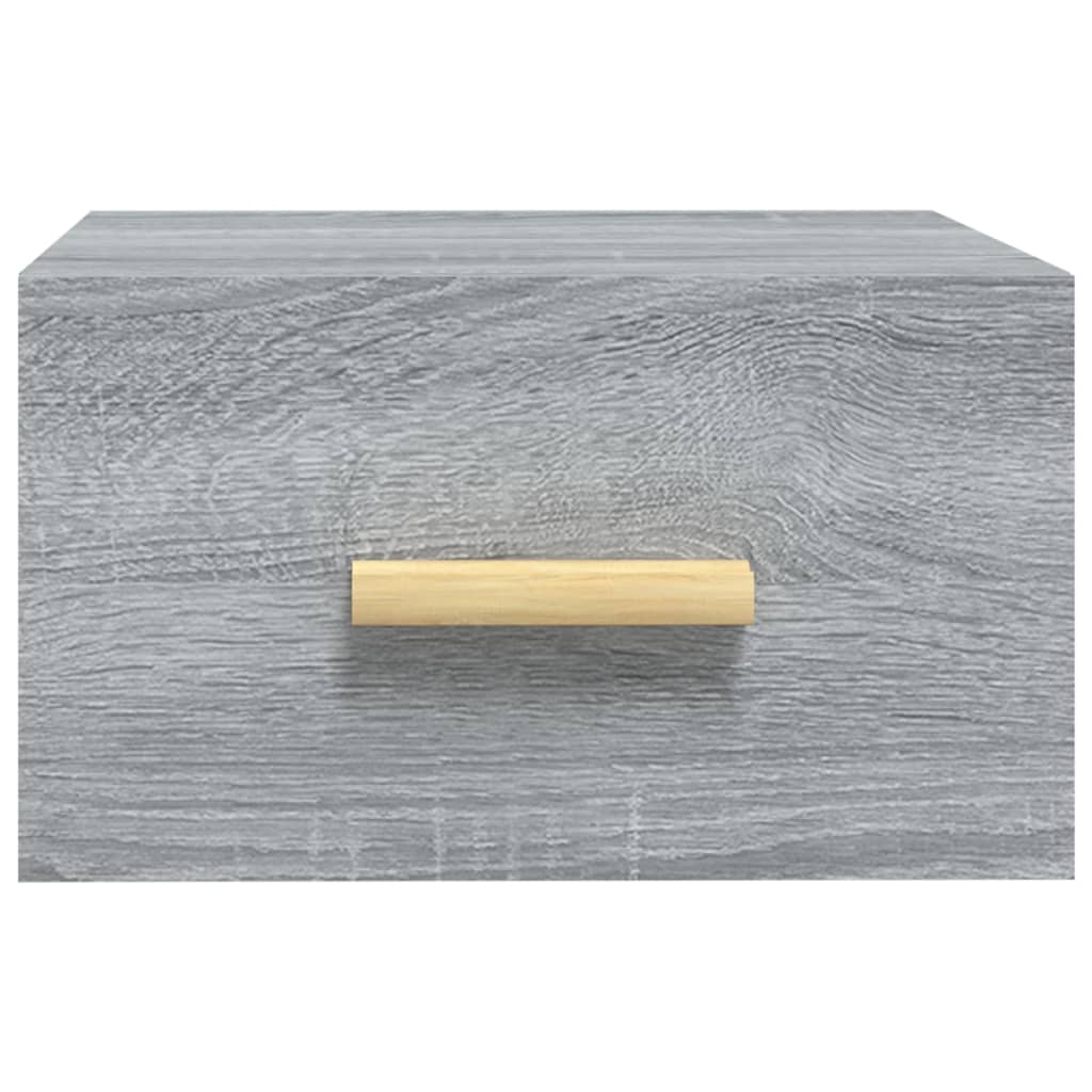 væghængt sengebord 35x35x20 cm grå sonoma-eg