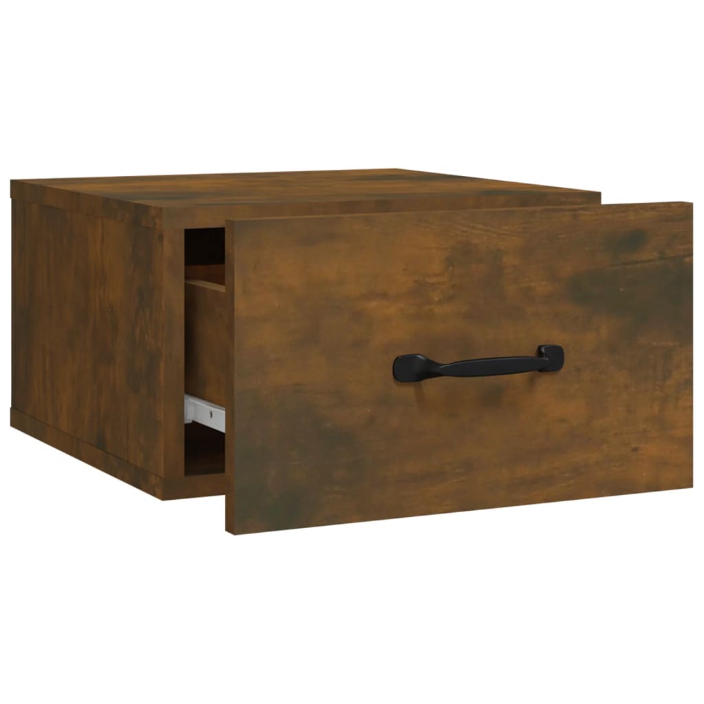væghængt sengebord 35x35x20 cm røget egetræsfarve