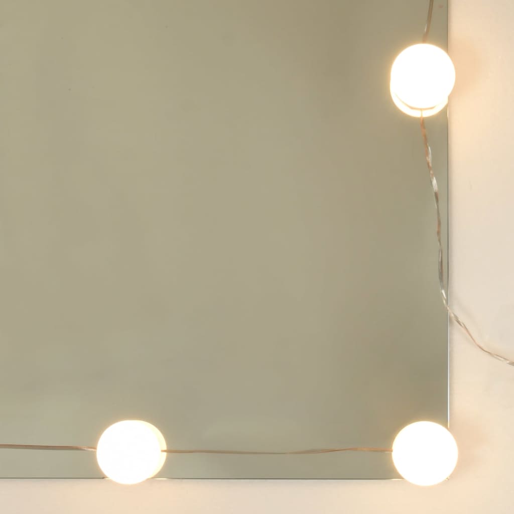 makeupbord med LED-lys 60x40x140 cm brun egetræsfarve