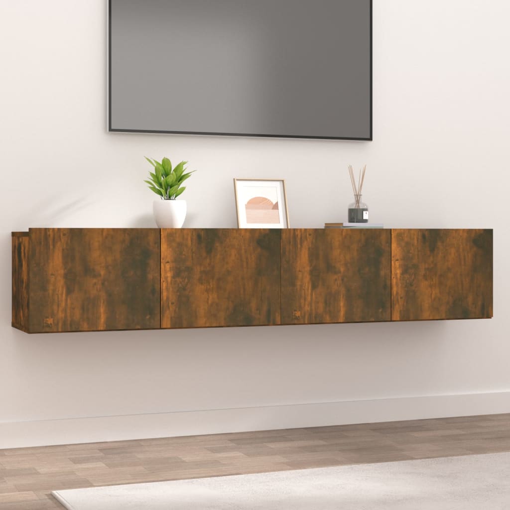 tv-skabe 2 stk. 80x30x30 cm konstrueret træ røget egetræ