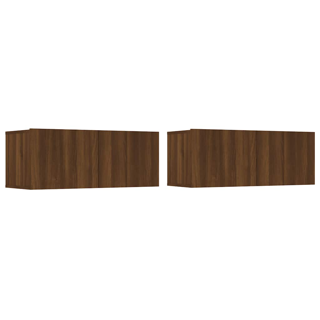 tv-skabe 2 stk. 80x30x30 cm konstrueret træ brun egetræsfarve