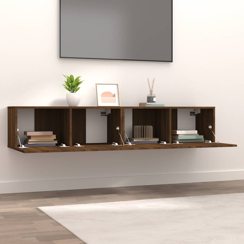 tv-skabe 2 stk. 80x30x30 cm konstrueret træ brun egetræsfarve