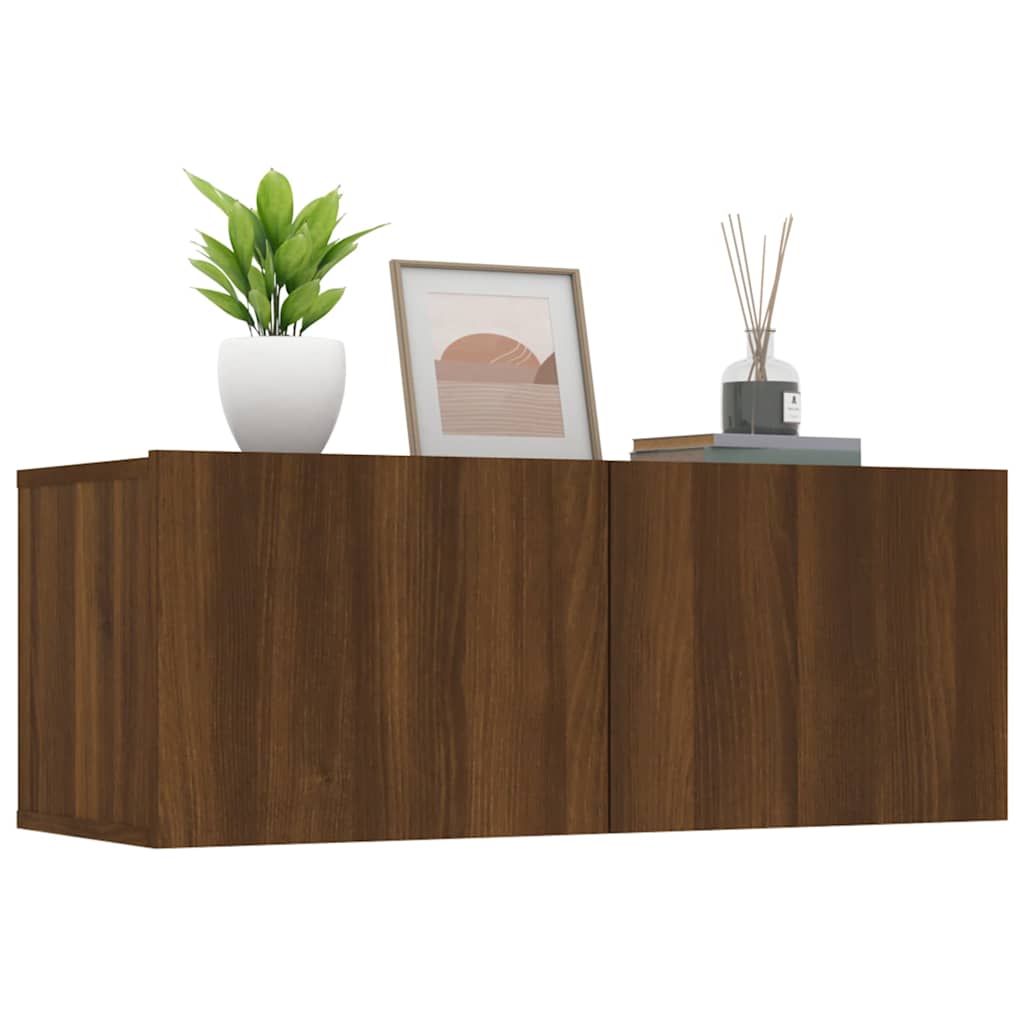 tv-skabe 2 stk. 80x30x30 cm konstrueret træ brun egetræsfarve