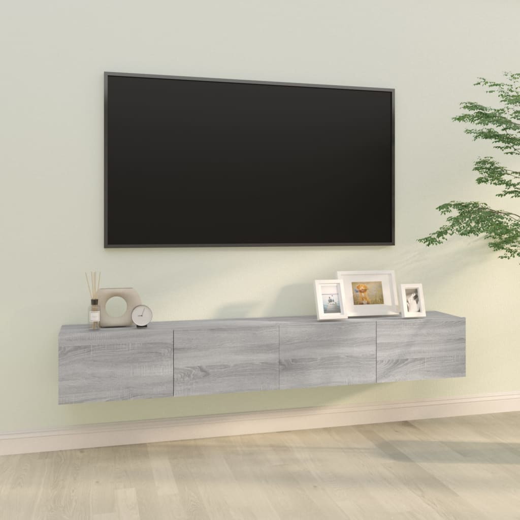 tv-skabe til væg 2 stk. 100x30x30 cm konstrueret træ grå sonoma