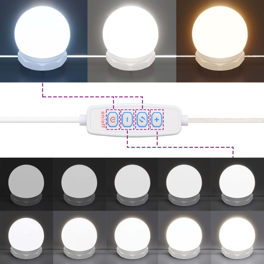 makeupbord med LED-lys 86,5x35x136 cm røget egetræsfarve
