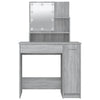 makeupbord med LED-lys 86,5x35x136 cm grå sonoma-eg