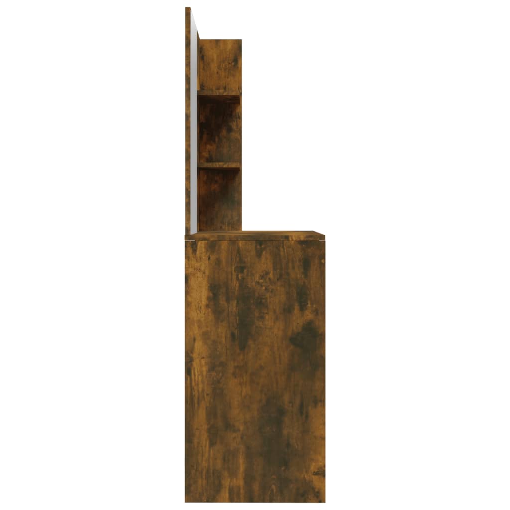 makeupbord med spejl 74,5x40x141 cm røget egetræsfarve