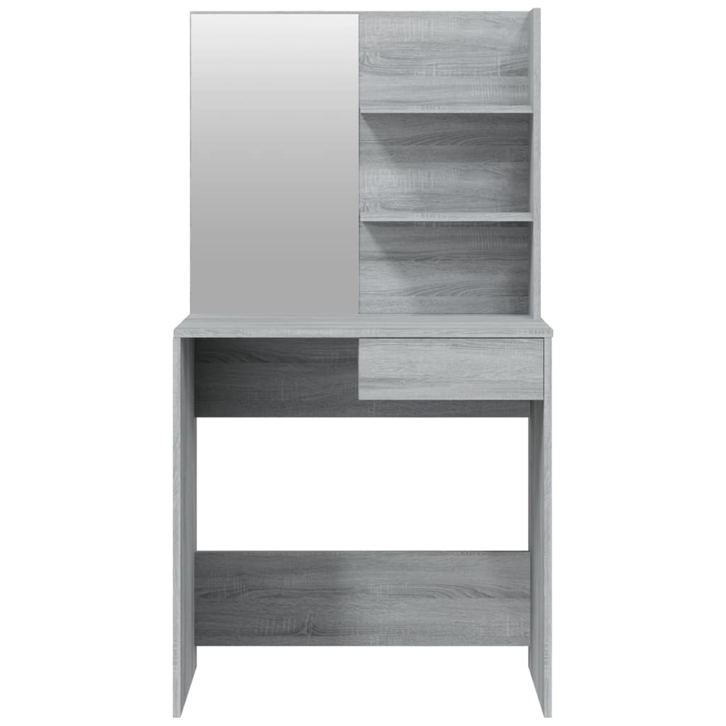 makeupbord med spejl 74,5x40x141 cm grå sonoma-eg