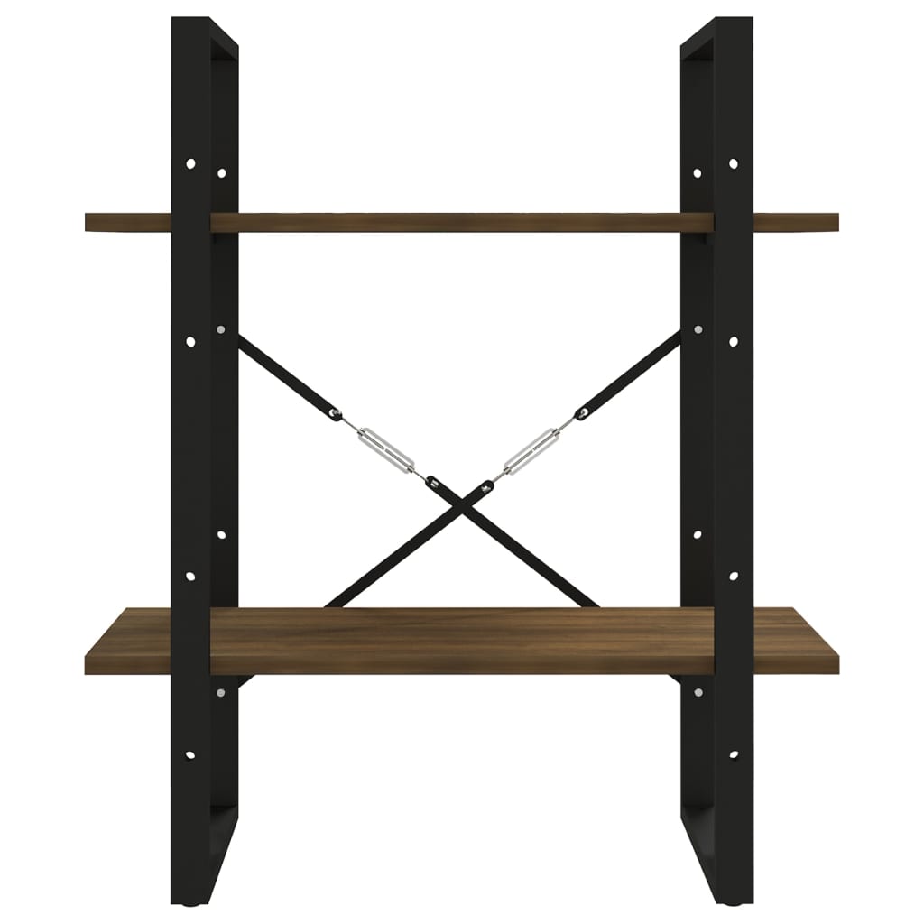 bogreol m. 2 hylder 60x30x70 cm konstrueret træ brun egetræ