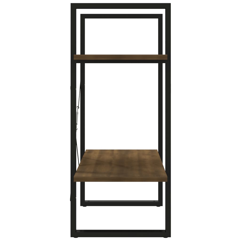 bogreol m. 2 hylder 60x30x70 cm konstrueret træ brun egetræ