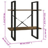 bogreol m. 2 hylder 60x30x70 cm konstrueret træ brun egetræ