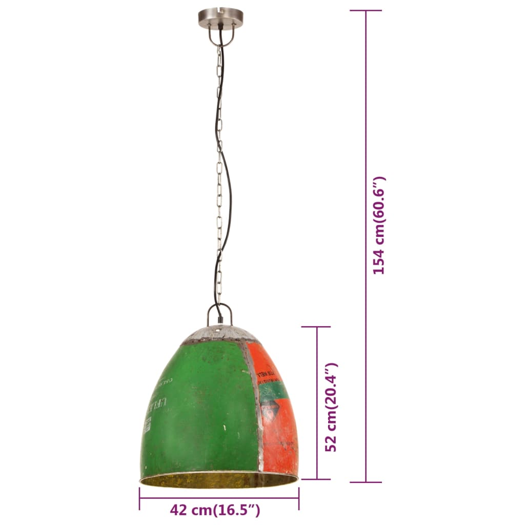 industriel hængelampe 42 cm E27 25 W flerfarvet rund