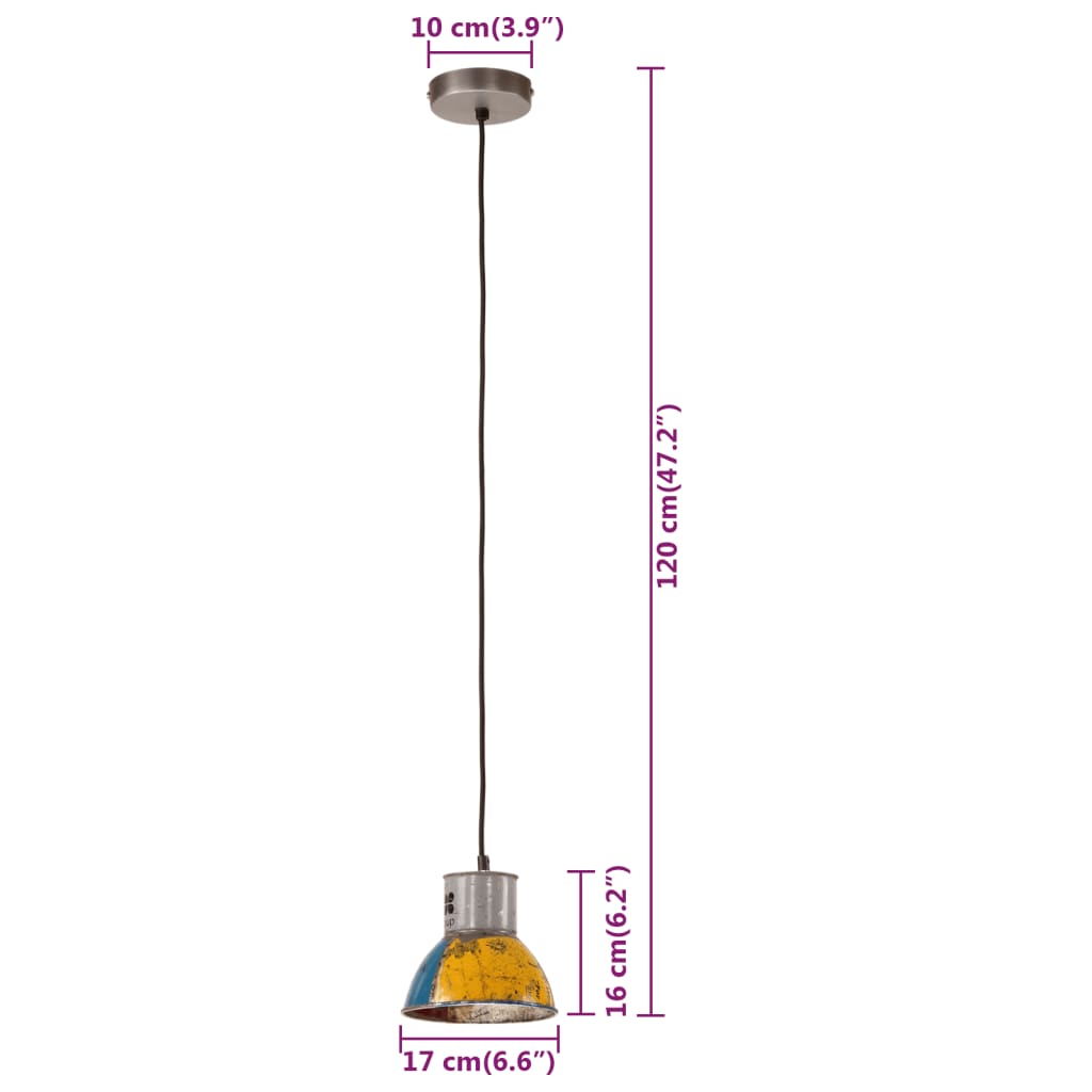 industriel hængelampe 17 cm E27 25 W rund flerfarvet