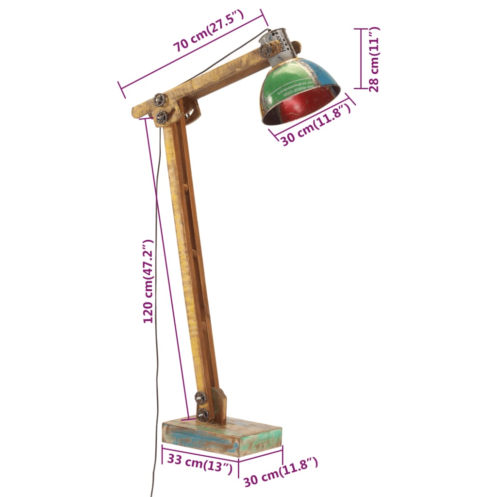 gulvlampe E27 flerfarvet