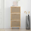 skoskab 52x25x115 cm konstrueret træ og naturlig rattan hvid