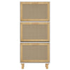 skoskab 52x25x115 cm konstrueret træ og naturlig rattan hvid