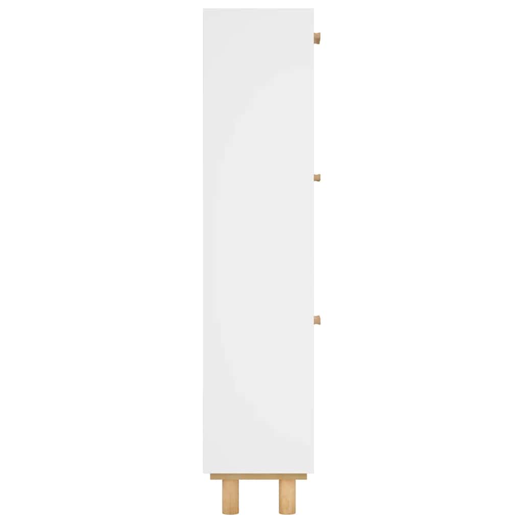skoskab 52x25x115 cm konstrueret træ og naturlig rattan hvid
