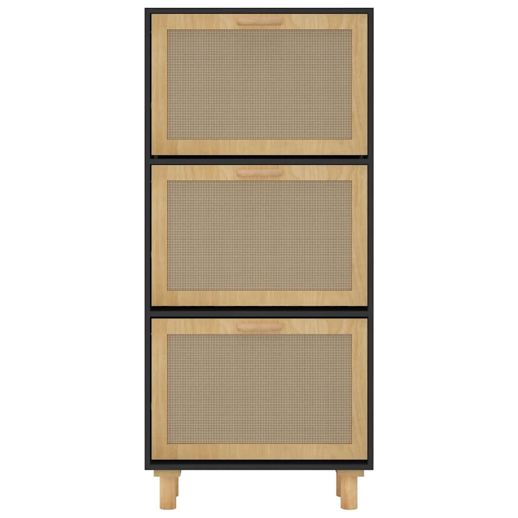 skoskab 52x25x115 cm konstrueret træ og naturlig rattan