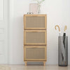 skoskab 52x25x115 cm konstrueret træ og naturlig rattan brun