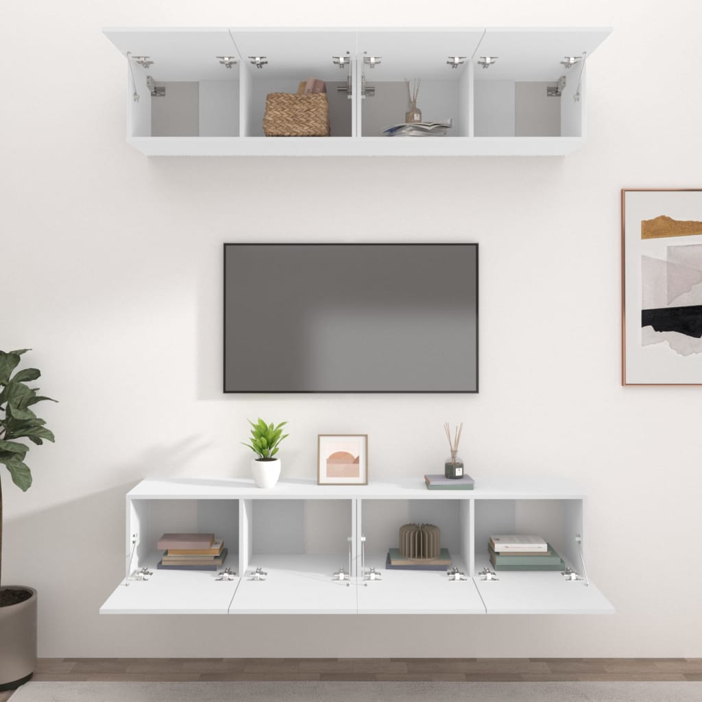 tv-skabe 4 stk. 80x30x30 cm konstrueret træ hvid