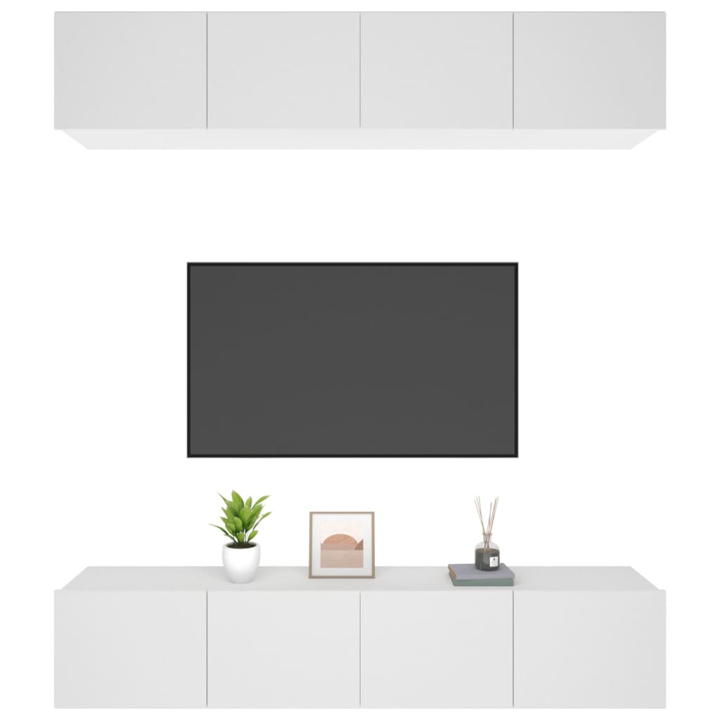 tv-skabe 4 stk. 80x30x30 cm konstrueret træ hvid